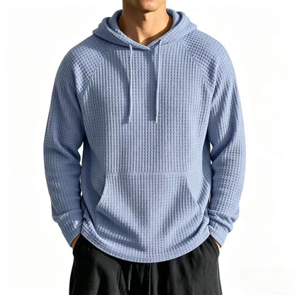 Mens Relaxed-fit Casual Waffle-knit Hooded Jacket