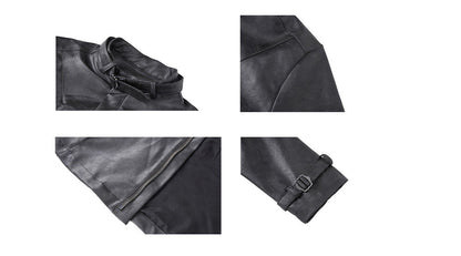 Distressed Leather Off-shoulder Short Jacket