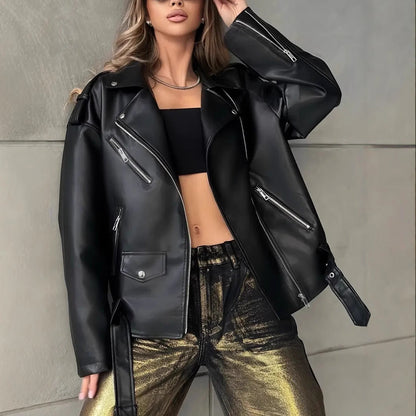 Leather Biker Jacket For Women Boyfriend-Style