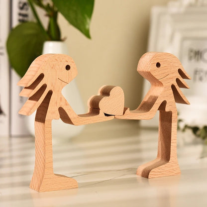 DIY Wooden Dog Figurine Sculpture Home Decor