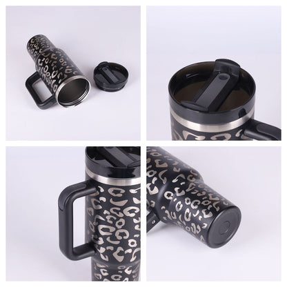 40 Oz Insulated Tumbler with Handle and Straw