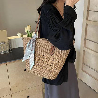 Womens Summer Beach Vacation Woven Shoulder Bag