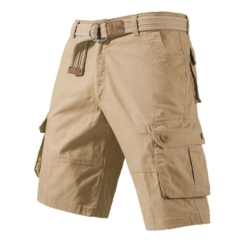 Men's Washed Cotton Multi Pocket Casual Cargo Knee Length Shorts