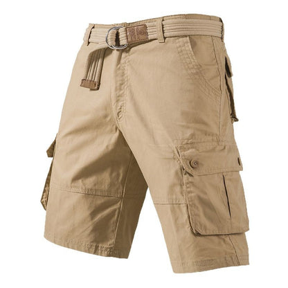 Men's Washed Cotton Multi Pocket Casual Cargo Knee Length Shorts
