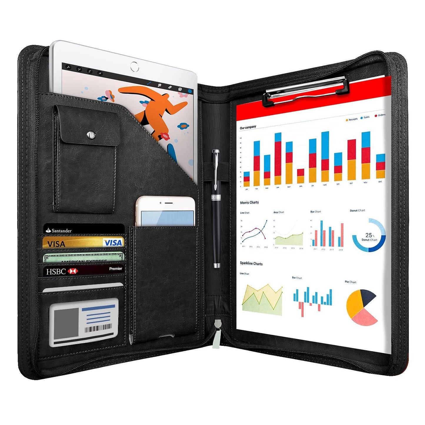 Zipper Leather Envelope Storage Bag