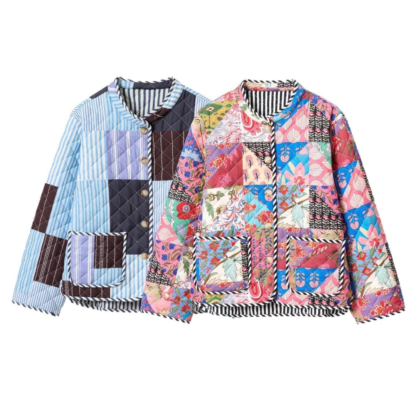 Commuter-style Quilted Cotton-padded Coat With A Printed Design