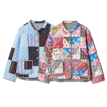 Commuter-style Quilted Cotton-padded Coat With A Printed Design