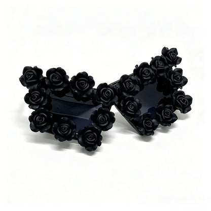 Niche Designer inspired Black Rose Gothic Sunglasses