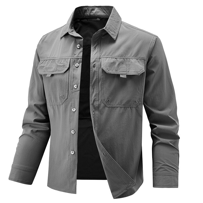 Mens Stretch Quick-Drying Long-Sleeve Shirt