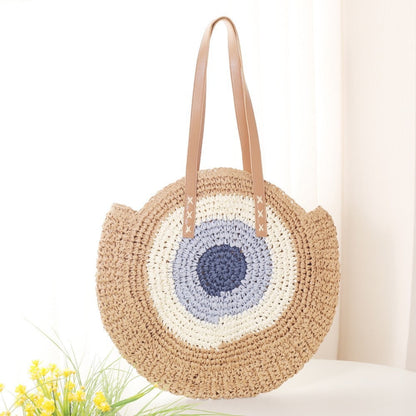 Round Straw Bag Fashionable Womens Shoulder