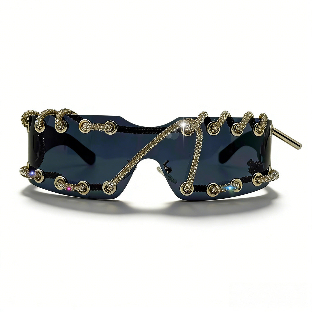 Sunglasses With Metal Ring Rivets Retro-futuristic Party Shades