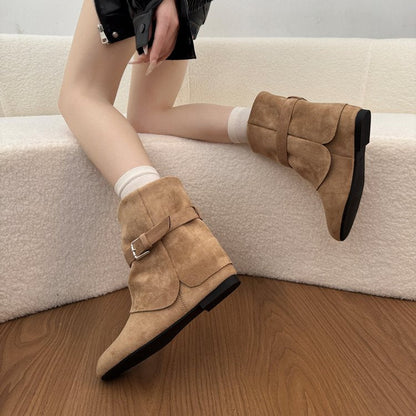 Retro Suede Western Cowboy Boots, Ankle Boots, Korean Style
