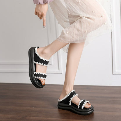 Women's French Style Sandals For Dresses Spring Outdoor New Fashion Versatile Soft Sole Non Slip Comfy Beach Slides