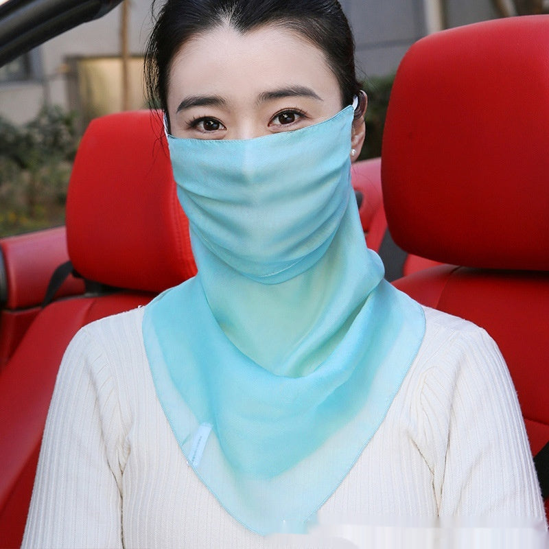 Silk Mask Breathable Neck-Covering Skin-Caring Veil For Women