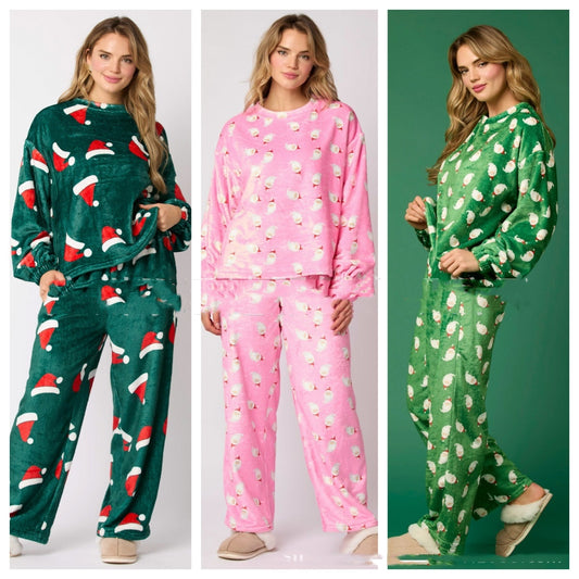 Women's Santa Flannel Pajama Set