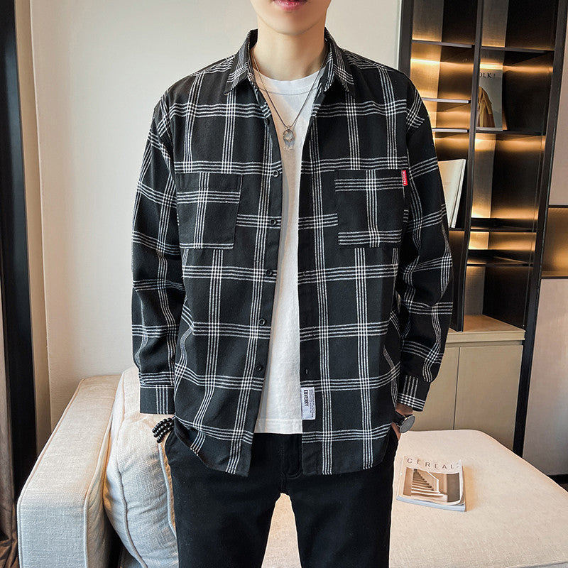 Men's Plaid Long-sleeved Shirt
