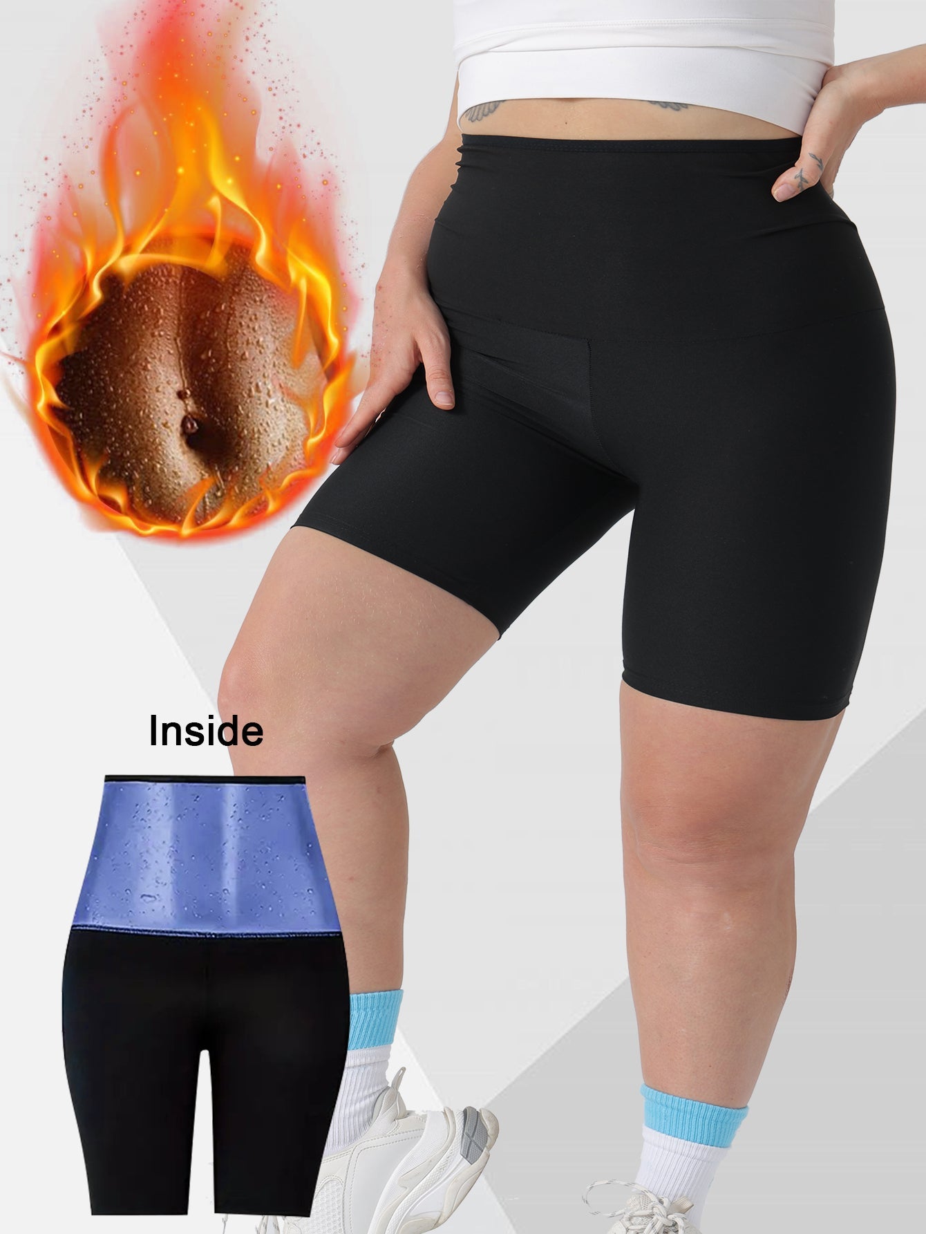 Plus Size Sauna Sweat Shorts For Women Slimming Compression Workout Thermo Waist Trainer Slimming Leggings Pants Body Shaper