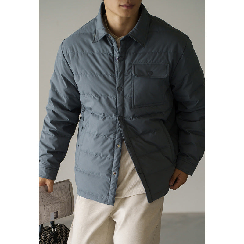 Windproof And Warm Short Puffer Jacket With A Baseball Collar For Men Thickened Outerwear