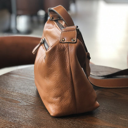 Large-Capacity Minimalist Genuine Leather Shoulder Crossbody Bag