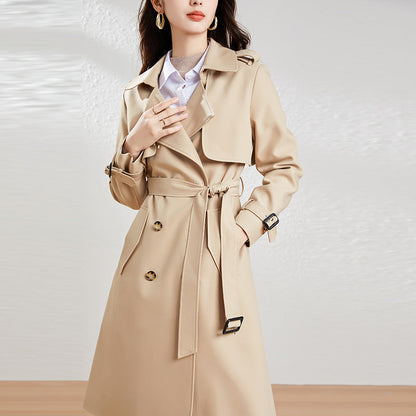 Simple Versatile Double-breasted Womens Coat