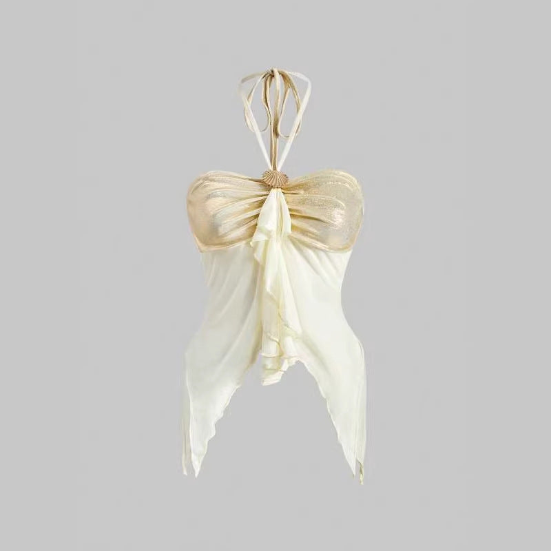 Sexy Asymmetrical Ribbon-strapped Camisole