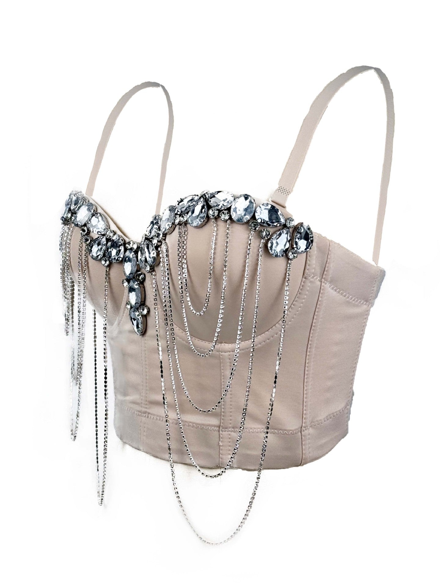 White Chain Diamond Sexy Corset Design Sense European And American Style Inner Wearing Advanced Sense Outer Wearing Fishbone Bra