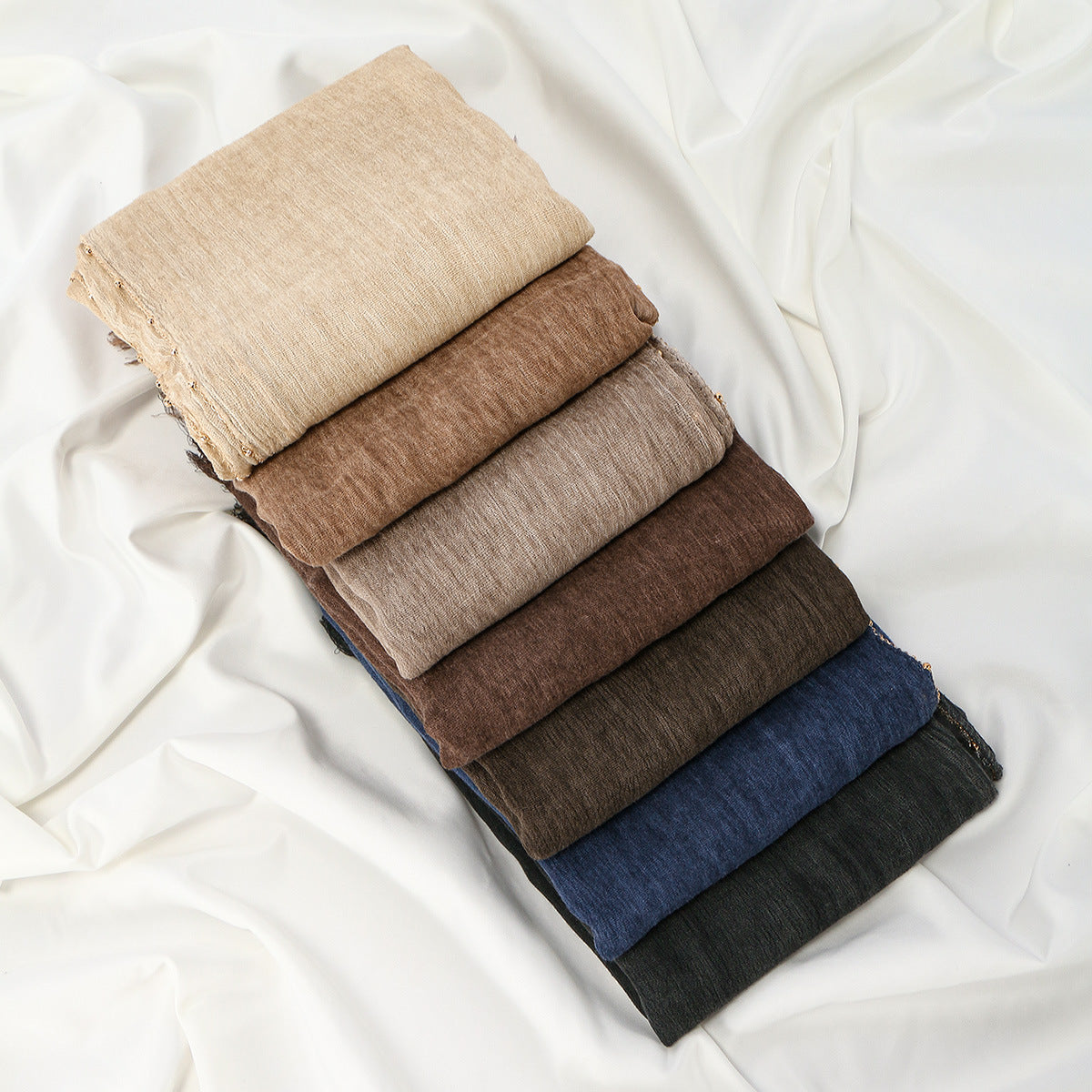 Cross-border Arrival Rayon Crinkle Chain-pattern Fringed Long Scarf