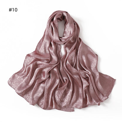 Womens Satin Patterned Jacquard Headscarf