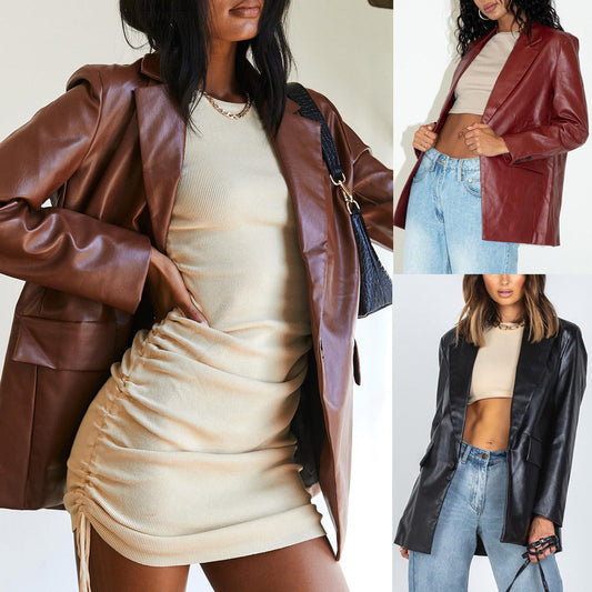 Women's Versatile Casual Warm Leather Jacket