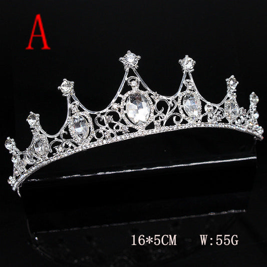 Vintage Pearl Rhinestone Crown Headband for Women - Alloy Hair Accessory Available in 7 Colors