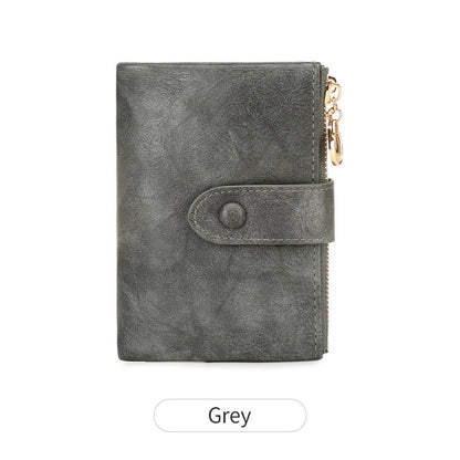 New Womens Retro Short Trifold Wallet With Dual Zippers And Multiple Card Slots