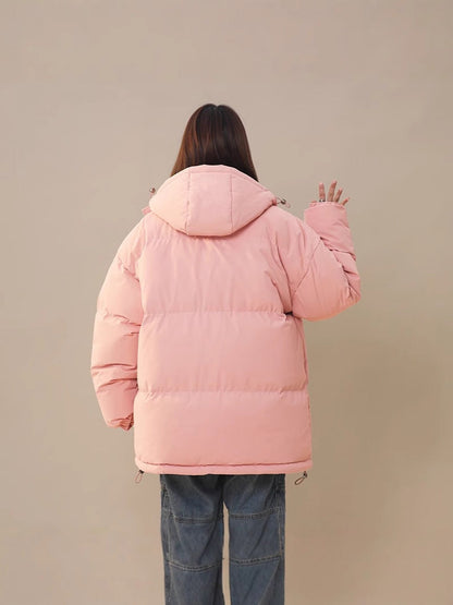 Womens Loose-fitting Solid-color Versatile Cotton Coat