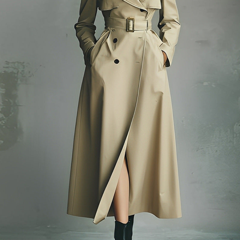 Elegant Versatile And Figure-flattering Long Coat Womens Trench-style Outerwear