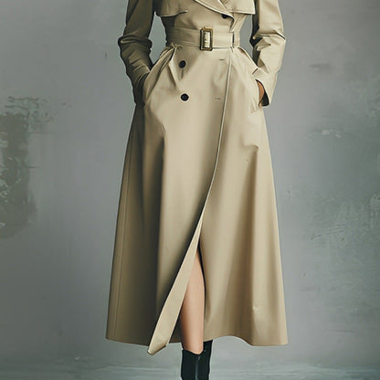 Elegant Versatile And Figure-flattering Long Coat Womens Trench-style Outerwear