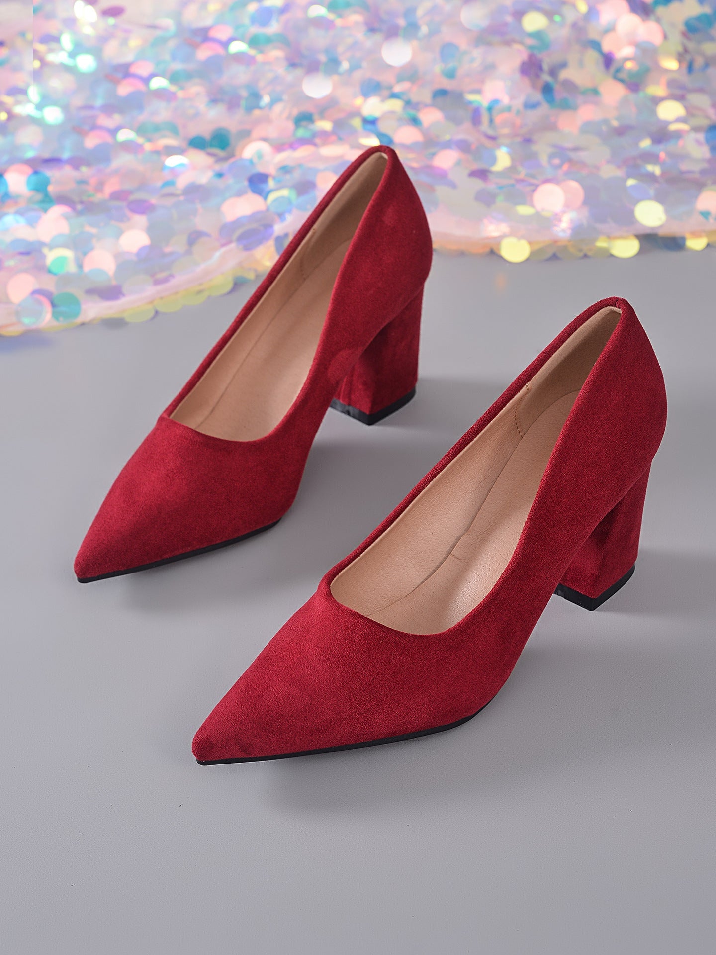 Womens Stylish Block-heeled Work Pumps