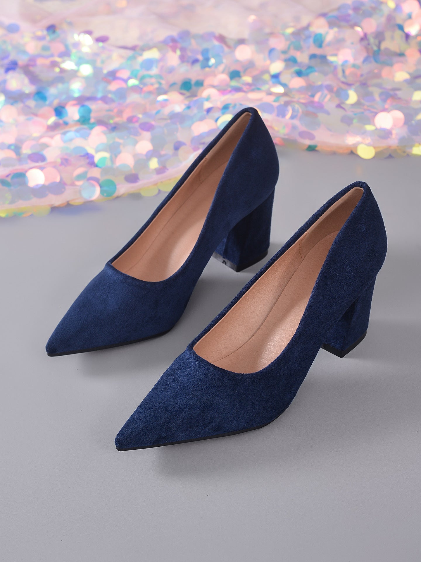 Womens Stylish Block-heeled Work Pumps