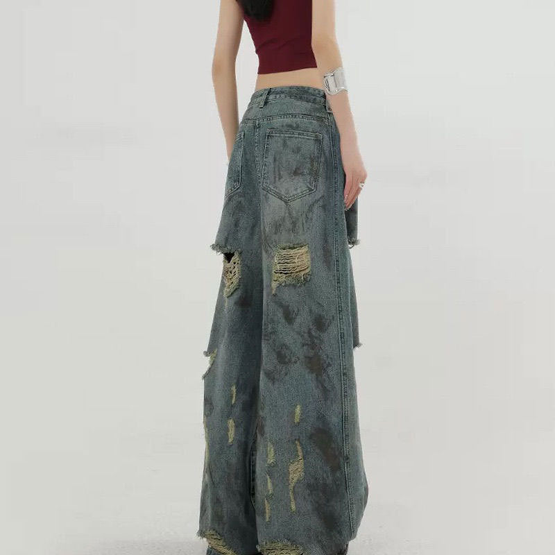 Distressed Ripped Beggar Jeans For Women
