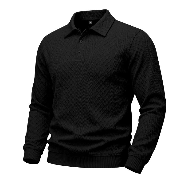 Mens Relaxed Fit Jacquard Textured Casual All Matching Long Sleeve Hoodie