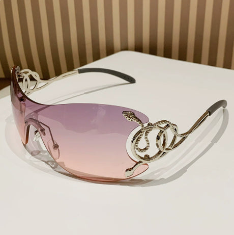 Cobra-shaped Sporty Rimless Side-cut Sunglasses