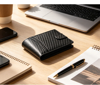 Business-Casual Carbon-Fiber Mens Wallet