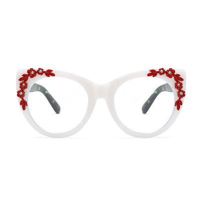 Rimless Floral-patterned Rhinestone Tortoiseshell-frame Sunglasses