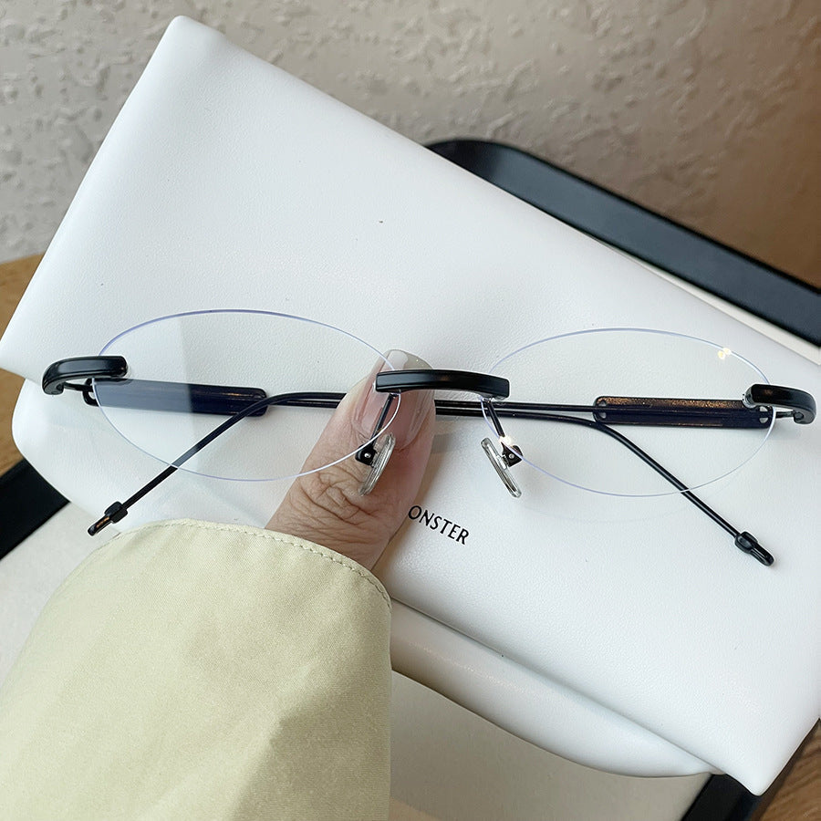 No-makeup Look Rimless Oval Plain Glasses For Women
