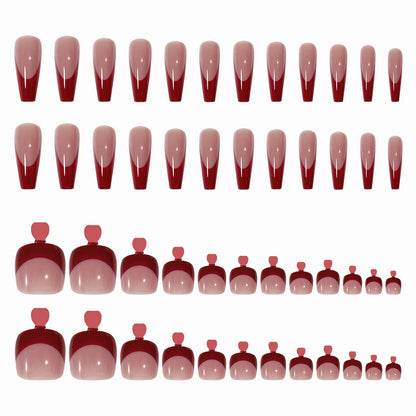 Nail Dressing Nail Bright Red Hand And Foot Patch Set