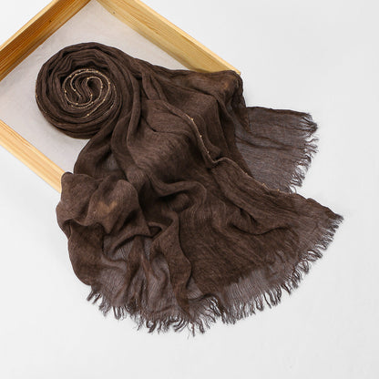 Cross-border Arrival Rayon Crinkle Chain-pattern Fringed Long Scarf