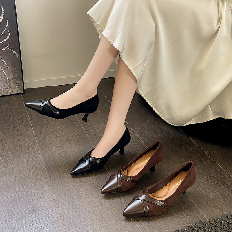 French Style High Heels Four Season Low Cut Pumps Pointed Toe 2026 New Fairy Style Stiletto Fashion Shoes 5.5cm Heel