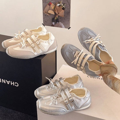 Versatile And Lightweight Retro Flat White Shoes For Women, 2026 New Summer Soft Soled Casual Training Board Shoes