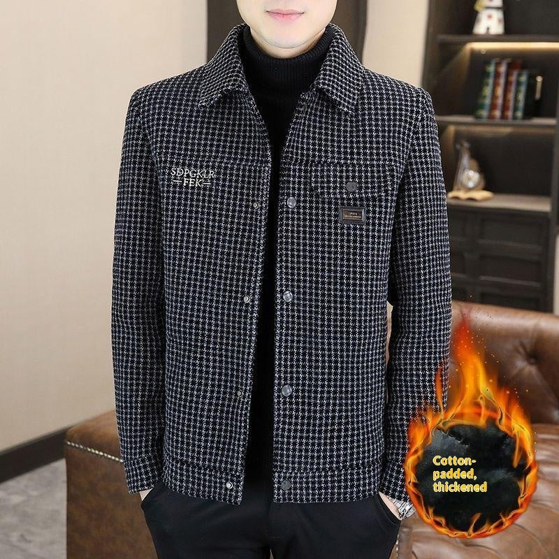 New Mens Fleece-lined Thickened Lapel Jacket