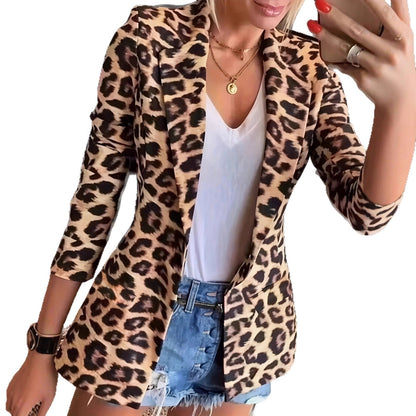 New Womens Leopard-print Blazer