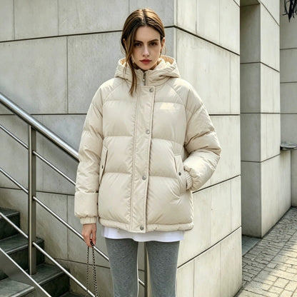 Womens Winter American-Style Fake Two-Piece Patchwork Hooded Cotton Padded Coat