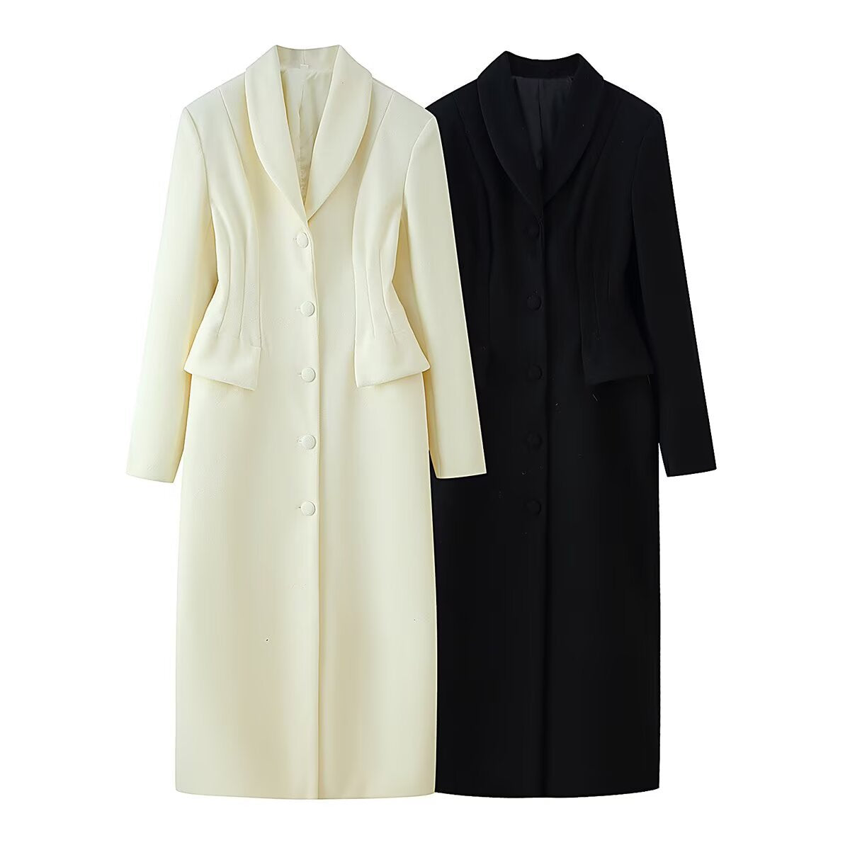 Fashionable Lapel Buttoned Flap Pocket Coat